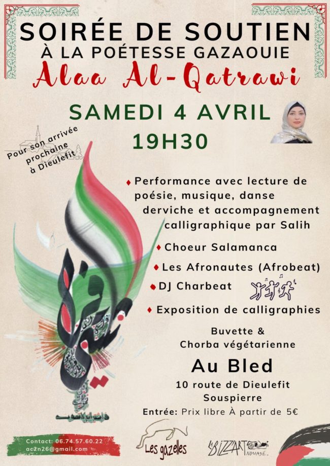 Soirée de Soutien à la poétesse Alaa Al Qatrawi.